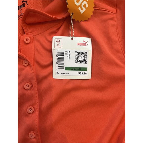Puma Women's Gamer Polo 532989 08 Size L In Melon, Spring, Golf, Classic - Picture 8 of 9
